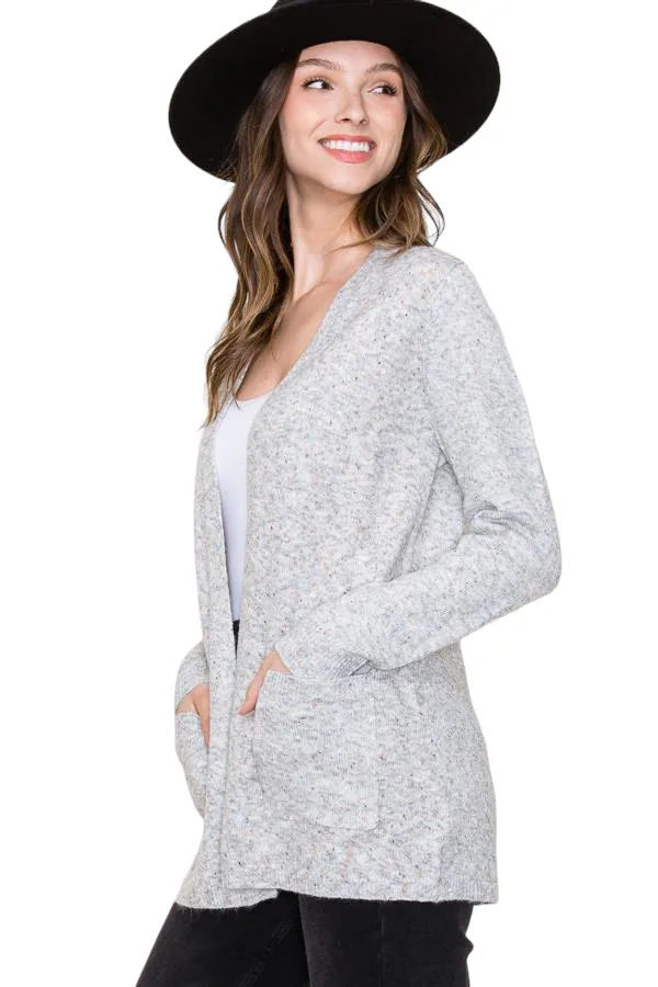 SPECKLED KNIT CARDIGAN SWEATER