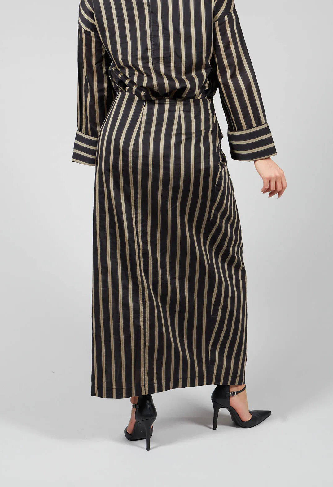 Striped Cross Over Pencil Skirt in Singapura Nero