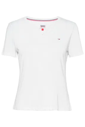 Tommy Hilfiger Women TJW V-Neck Logo Tee White