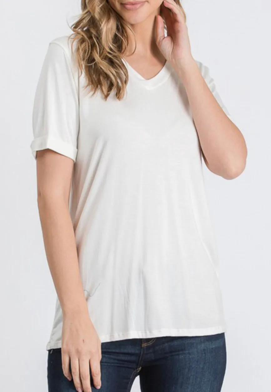 V-neck Off White Tee