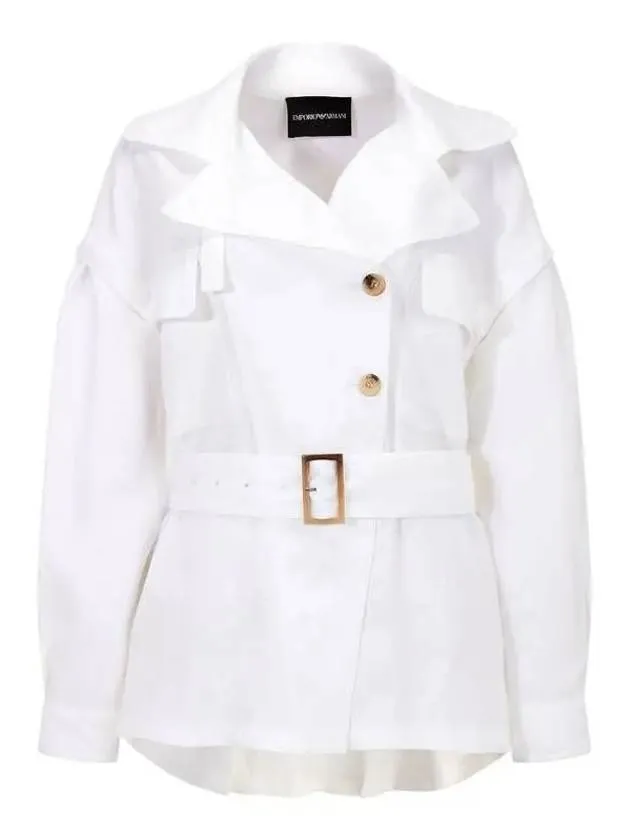 Women s Belted Linen Shirt Jacket White 271563