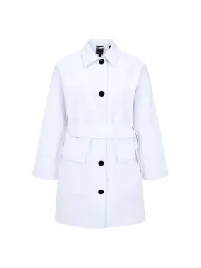 Women s Snap Button Nylon Coat White 270516