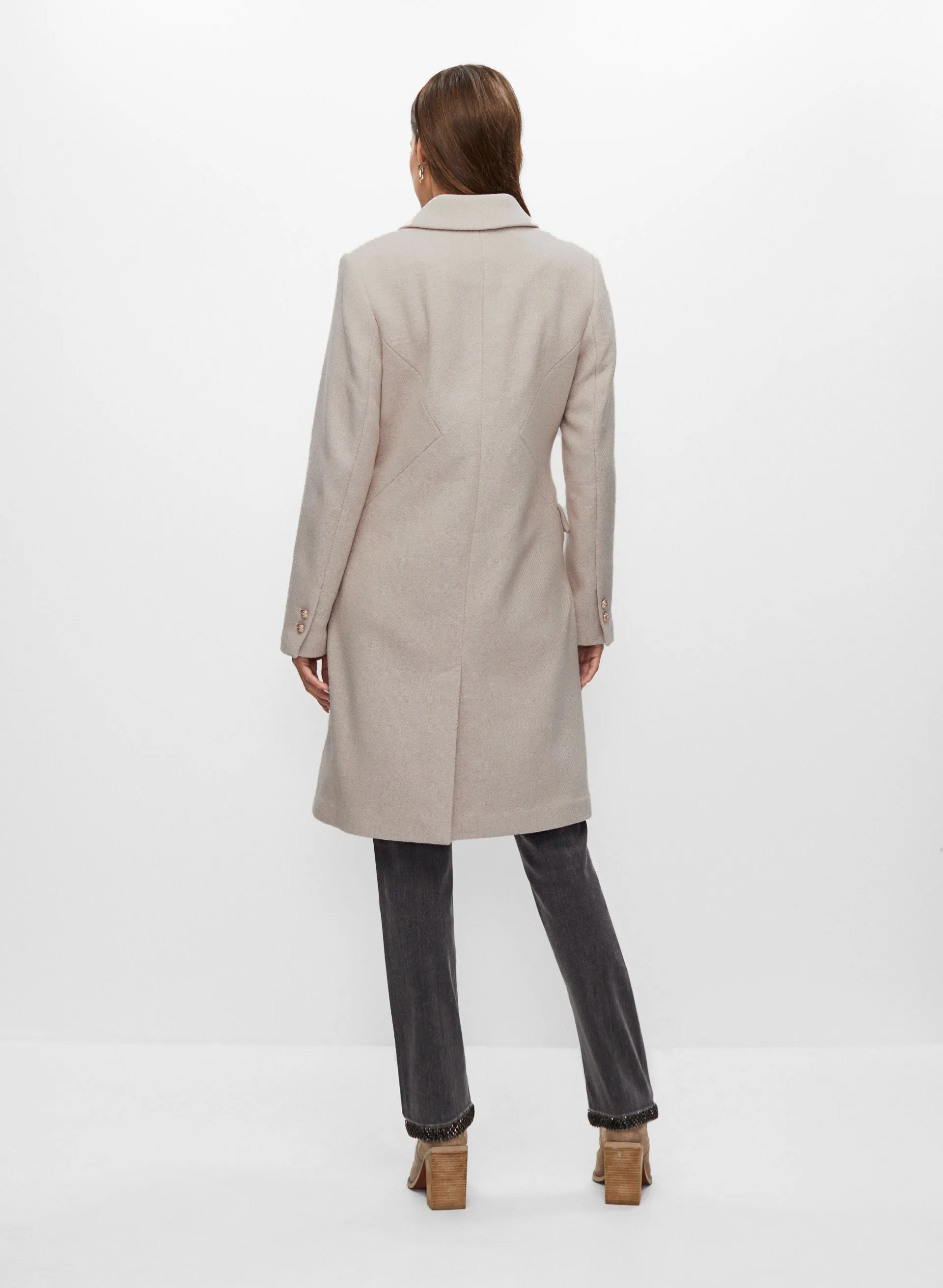 Wool Blend Lapel Coat