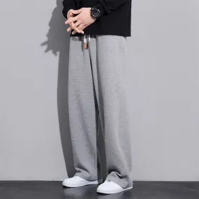 Xituodai Men's Sweatpants Spring Waffle Straight Pant Large Size Men's Loose Solid Color Casual Pants Street Sweatpants Jogging 