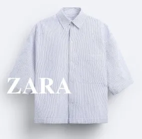 ZARA  |Stripes Short Sleeves Shirts