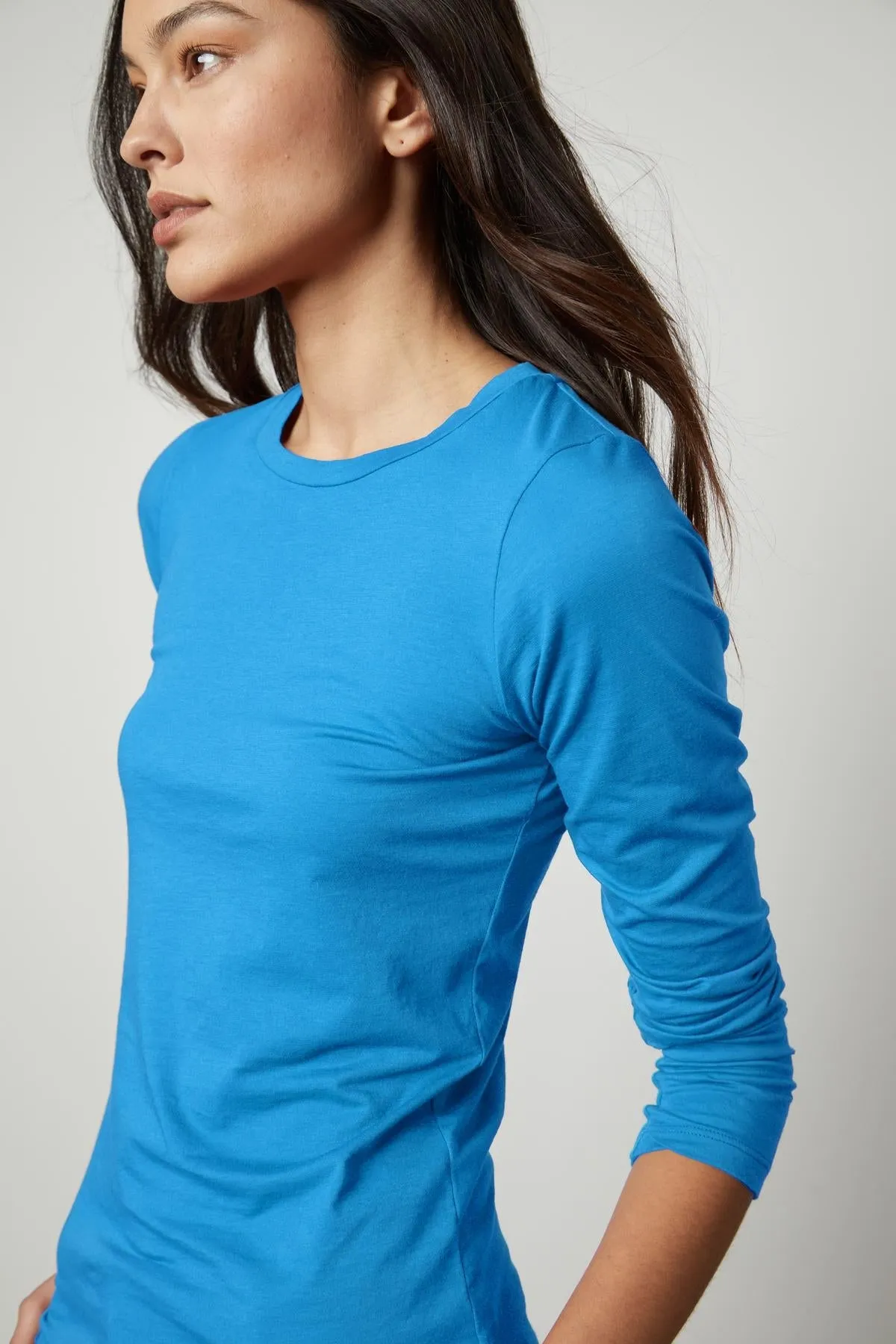 ZOFINA GAUZY WHISPER FITTED CREW NECK TEE